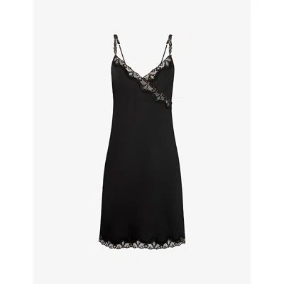Chantelle Womens Champs Élysées Lace-trim Jersey Chemise Dazzling Black