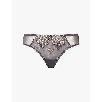 Chantelle Womens  Champs Elysees Tanga Lace Briefs In Gray