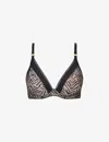Chantelle Womens Black Graphic Allure Lace-overlay Stretch-mesh T-shirt Bra In Black