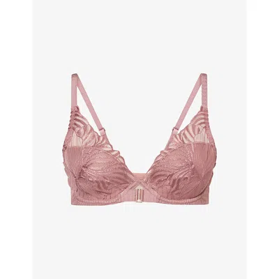 Chantelle Womens Rose Des Bois Legend Plunge Lace Bra In Pink