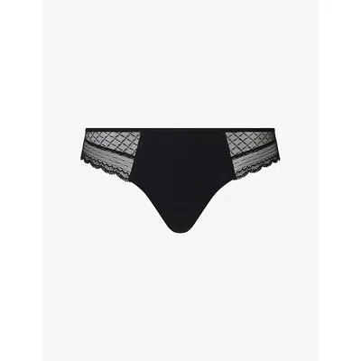 Chantelle Womens Black Norah Chic Lace Tanga Briefs
