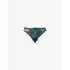 Chantelle Womens Eden Green Champs Elysées Stretch-mesh Tanga Briefs Xs In Green