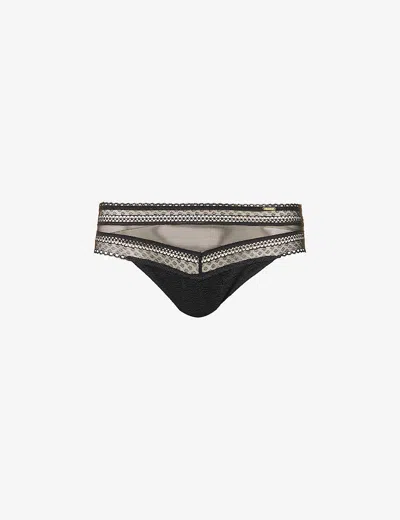 Chantelle Womens Black Festivite Tanga Brief
