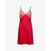 Chantelle Womens Candy Apple Fleurs Signature Lace-trims Woven Night Dress In Red