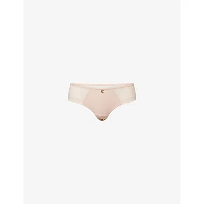 Chantelle Womens Golden Beige Romance Stretch-lace High-cut Briefs In Neutral