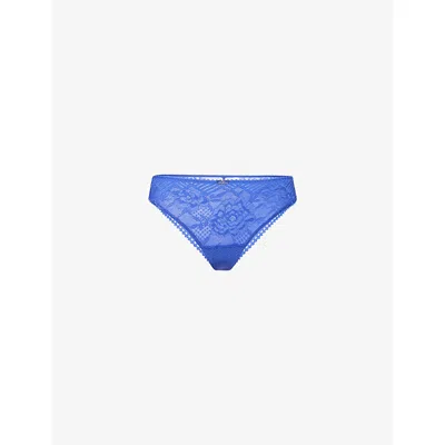 Chantelle Womens Indigo Blue Origins Lace Tanga Briefs