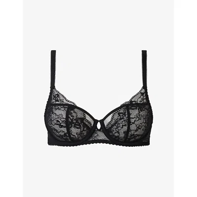 Chantelle Womens Lace Half-cup Bra Black