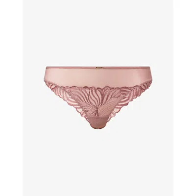 Chantelle Womens Rose Des Bois Legend Tanga Lace Briefs In Pink