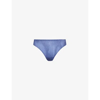 Chantelle Womens Soft String Stretch-woven Thong Blue Denim