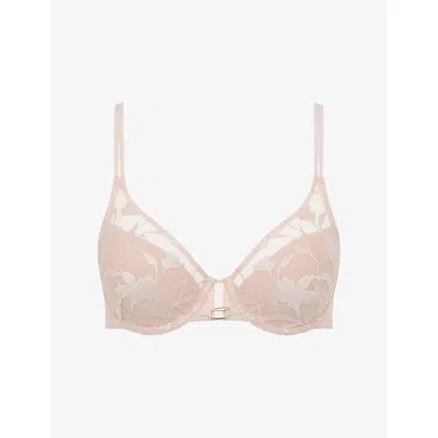 Chantelle Womens Taffeta Pink Idyll Plunge Spacer Lace Bra