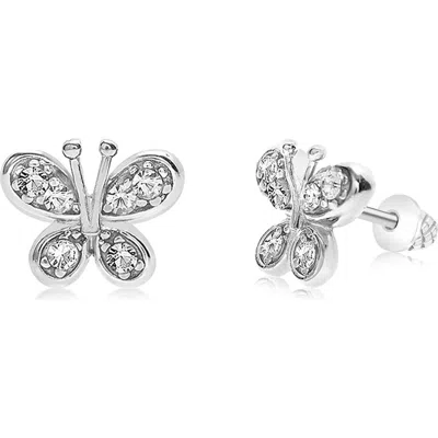 Chanteur Kids' Butterfly Crystal Stud Earrings In Metallic