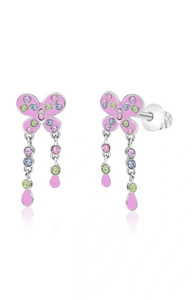 Chanteur Kids' Butterfly Drop Earrings In Pink/ Multi