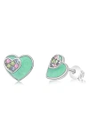 Chanteur Kids' Crystal Heart Stud Earrings In Mint Green