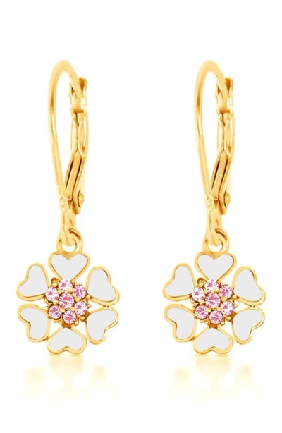 Chanteur Kids' Flower Drop Earrings In White/pink