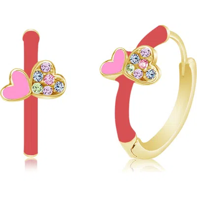 Chanteur Kids' Heart Huggie Hoop Earrings In Multi