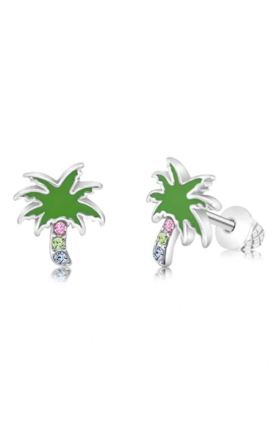 Chanteur Kids' Palm Tree Stud Earrings In Green