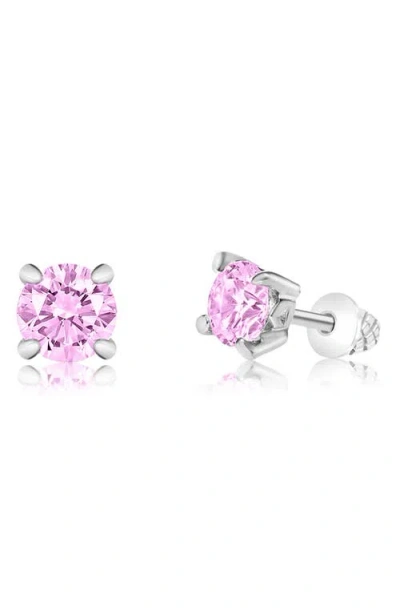 Chanteur Kids' Pink Crystal Stud Earrings In Metallic