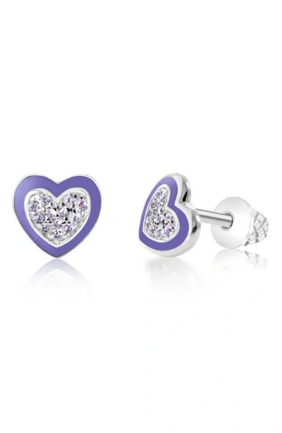 Chanteur Kids' Purple Heart Stud Earrings In Neutral