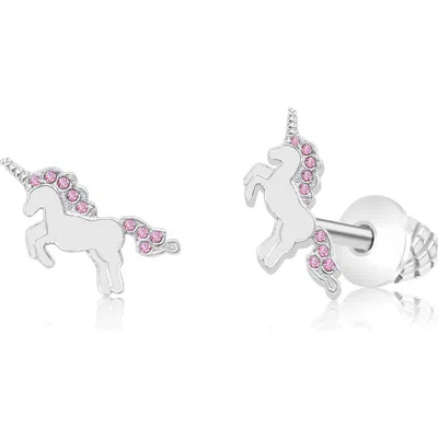 Chanteur Kids' Unicorn Stud Earrings In White