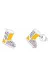 Chanteur Kids' Winter Boot Crystal Stud Earrings In Multi