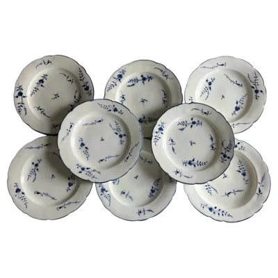 Pre-owned Chantilly 18th C. French Louis Xv  Porcelain Dinner Plates In Blue & White Sprig