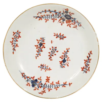 Pre-owned Chantilly Antique 18th C  French Porcelain Bowl In A Clobbered Blue Sprig Pattern