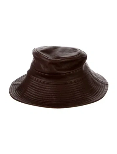 Pre-owned Chapeaux Motsch X Hermès Leather Bucket Hat In Brown