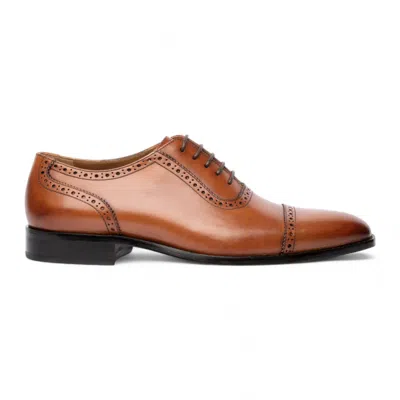 Chapman & Moore Leather Cap-toe Oxford Shoes In Brown