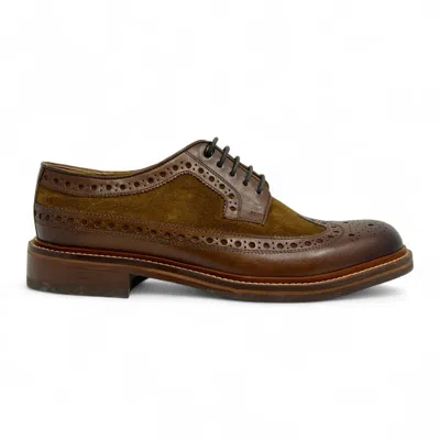 Chapman & Moore Men's Mahogany Leather Brown Suede Brogues Oxford Formal Shoes In Multi