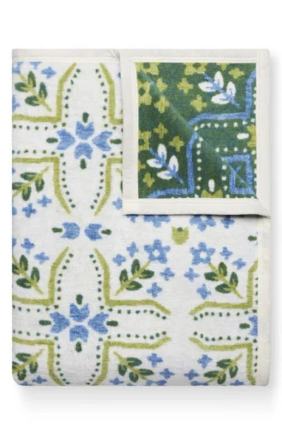 Chappywrap Farmhouse Flowers Throw Blanket In Green
