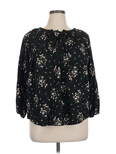 Pre-owned Chaps 3/4 Sleeve Blouse In Black