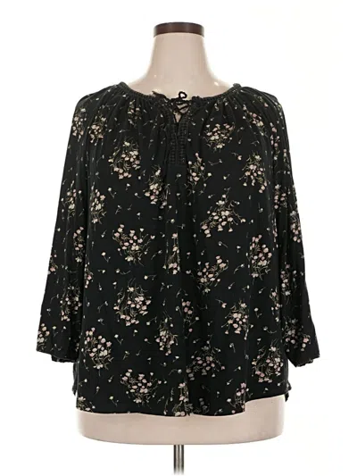 Pre-owned Chaps 3/4 Sleeve Blouse In Black
