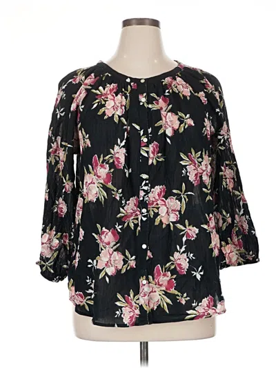 Pre-owned Chaps 3/4 Sleeve Blouse In Black