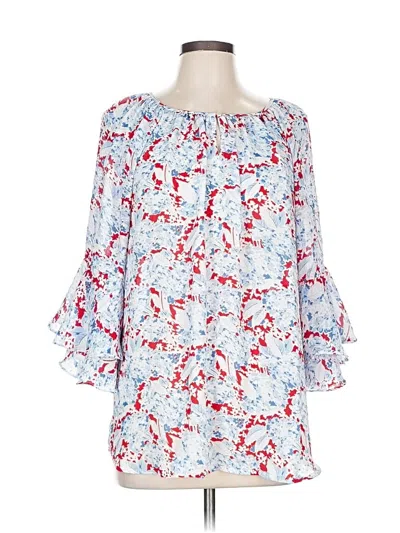 Pre-owned Chaps 3/4 Sleeve Blouse In Blue