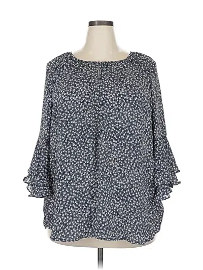 Pre-owned Chaps 3/4 Sleeve Blouse In Blue