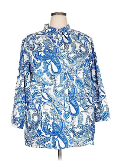 Pre-owned Chaps 3/4 Sleeve Blouse In Blue