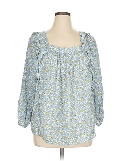 Pre-owned Chaps 3/4 Sleeve Blouse In Blue