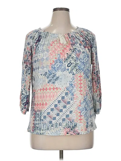 Pre-owned Chaps 3/4 Sleeve Blouse In Blue