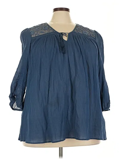 Pre-owned Chaps 3/4 Sleeve Blouse In Blue