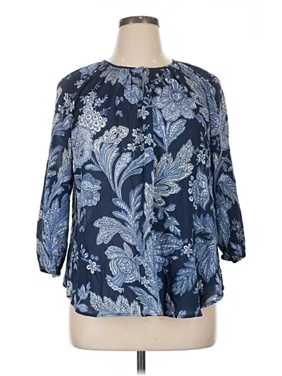 Pre-owned Chaps 3/4 Sleeve Blouse In Blue