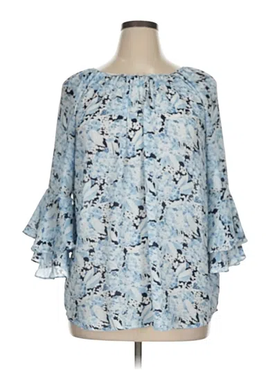 Pre-owned Chaps 3/4 Sleeve Blouse In Blue