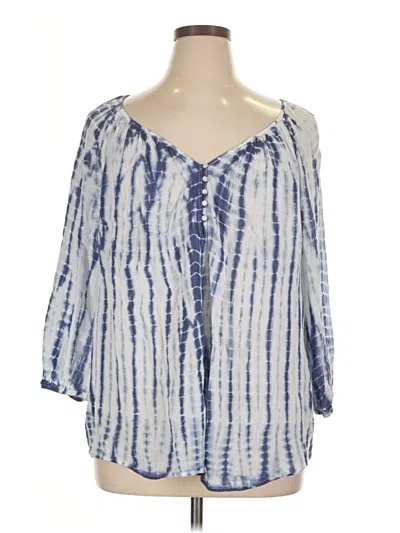 Pre-owned Chaps 3/4 Sleeve Blouse In Blue