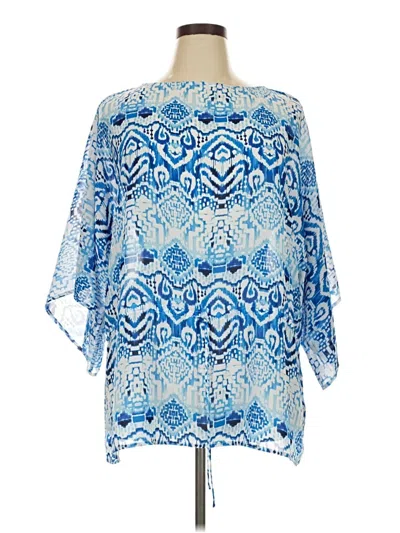 Pre-owned Chaps 3/4 Sleeve Blouse In Blue