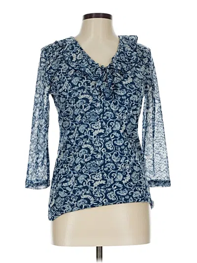 Pre-owned Chaps 3/4 Sleeve Blouse In Blue