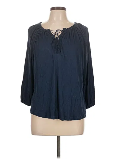 Pre-owned Chaps 3/4 Sleeve Blouse In Blue