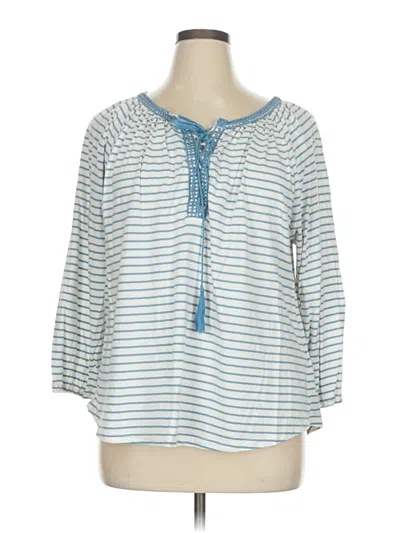 Pre-owned Chaps 3/4 Sleeve Blouse In Blue