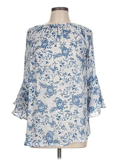 Pre-owned Chaps 3/4 Sleeve Blouse In Blue