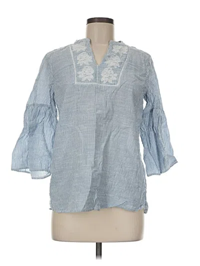 Pre-owned Chaps 3/4 Sleeve Blouse In Blue