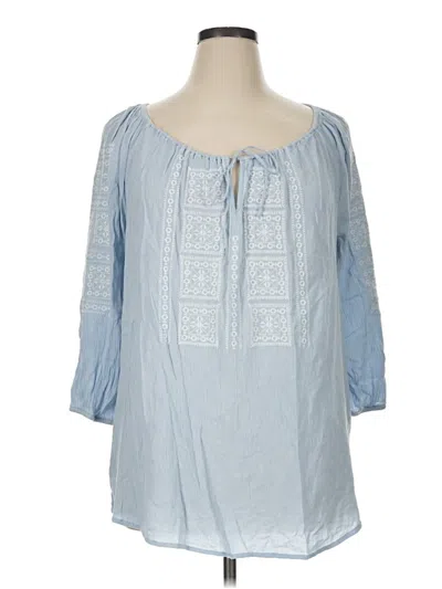 Pre-owned Chaps 3/4 Sleeve Blouse In Blue