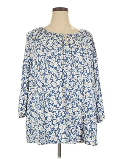 Pre-owned Chaps 3/4 Sleeve Blouse In Blue